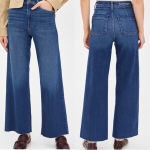 Favorite Daughter Mischa Raw Hem Super High Rise Wide Leg Ankle Jeans Holland 33